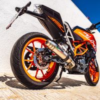 Pot echappement compatible avec Ktm Duke 390 2013-2016, Deeptone Inox, Échappement légal, homologué,silencieux avec db killer amovible et tuyau de liaison spécifique 