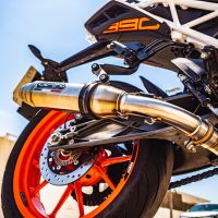 Pot echappement compatible avec Ktm Duke 390 2017-2020, Deeptone Inox, Échappement légal, homologué,silencieux avec db killer amovible et tuyau de liaison spécifique 