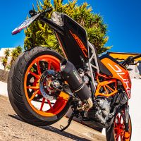 Pot echappement compatible avec Ktm Duke 390 2017-2020, Furore Evo4 Nero, Échappement légal, homologué,silencieux avec db killer amovible et tuyau de liaison spécifique 