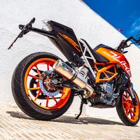 Pot echappement compatible avec Ktm Duke 390 2017-2020, M3 Inox , Pot échappement racing, avec les tuyaux de liaison, article sans homologation 
