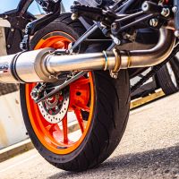 Pot echappement compatible avec Ktm Duke 390 2017-2020, M3 Inox , Pot échappement racing, avec les tuyaux de liaison, article sans homologation 