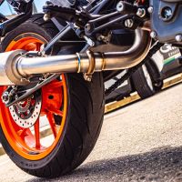 Pot echappement compatible avec Ktm Duke 390 2017-2020, Albus Evo4, Échappement légal, homologué,silencieux avec db killer amovible et tuyau de liaison spécifique 