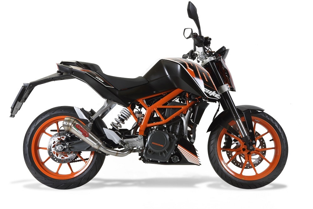 Pot echappement compatible avec Ktm Duke 390 2013-2016, Powercone Evo, Pot Échappement slip-on homologué, légal, avec db killer amovible, tuyau de liaison et catalyseur 