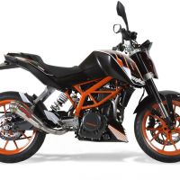 Pot echappement compatible avec Ktm Duke 390 2013-2016, Powercone Evo, Pot Échappement slip-on homologué, légal, avec db killer amovible, tuyau de liaison et catalyseur 