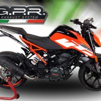 GPR pot echappement compatible avec  Ktm Duke 390 2017-2020, New Grand Prix Evo Black Titanium, Échappement légal, homologué,silencieux avec db killer amovible et tuyau de liaison spécifique 