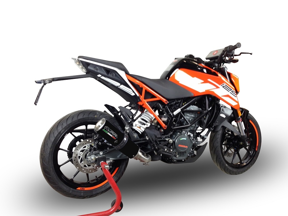 Pot echappement compatible avec Ktm Duke 390 2017-2020, M3 Black Titanium, Échappement légal, homologué,silencieux avec db killer amovible et tuyau de liaison spécifique 