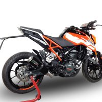 Pot echappement compatible avec Ktm Duke 390 2017-2020, M3 Black Titanium, Échappement légal, homologué,silencieux avec db killer amovible et tuyau de liaison spécifique 