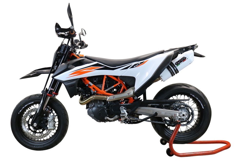 Pot echappement compatible avec Ktm Enduro 690 R 2019-2020, Albus Evo4, Pot Échappement slip-on homologué, légal, avec db killer amovible, tuyau de liaison et catalyseur 