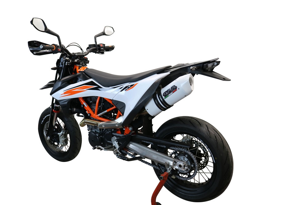 Pot echappement compatible avec Ktm Enduro 690 R 2019-2020, Albus Evo4, Pot Échappement slip-on homologué, légal, avec db killer amovible, tuyau de liaison et catalyseur 