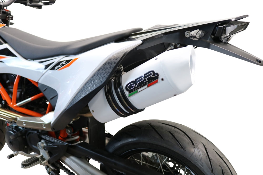 Pot echappement compatible avec Ktm Enduro 690 R 2019-2020, Albus Evo4, Pot Échappement slip-on homologué, légal, avec db killer amovible, tuyau de liaison et catalyseur 