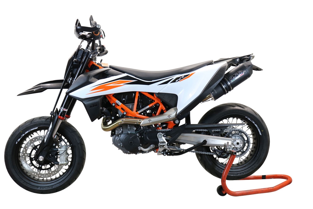 Pot echappement compatible avec Ktm Smc 690 R 2019-2020, Furore Nero, Pot echappement racing,silencieux avec db killer et des tuyaux de liaison sans homologation 