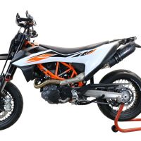 Pot echappement compatible avec Ktm Smc 690 R 2019-2020, Furore Nero, Pot echappement racing,silencieux avec db killer et des tuyaux de liaison sans homologation 