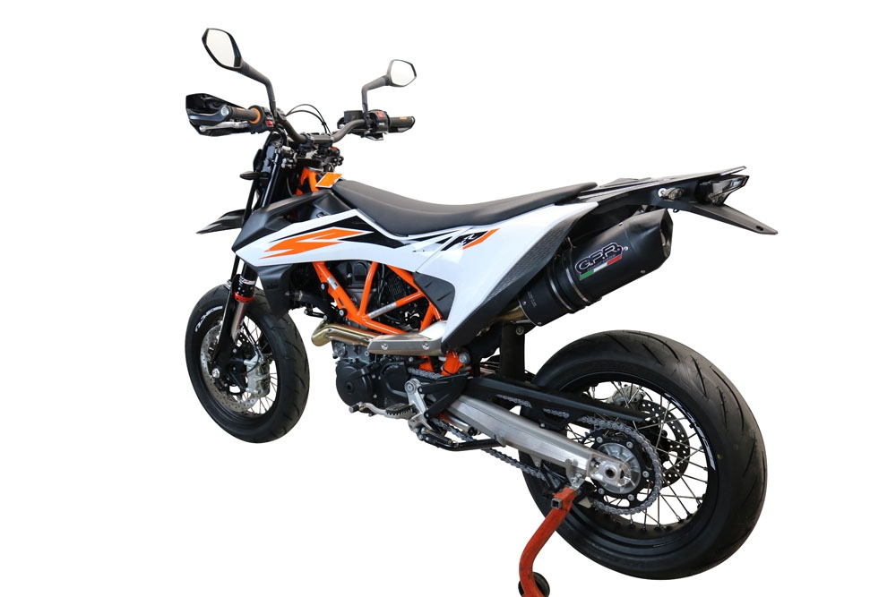 Pot echappement compatible avec Ktm Smc 690 R 2019-2020, Furore Nero, Pot echappement racing,silencieux avec db killer et des tuyaux de liaison sans homologation 