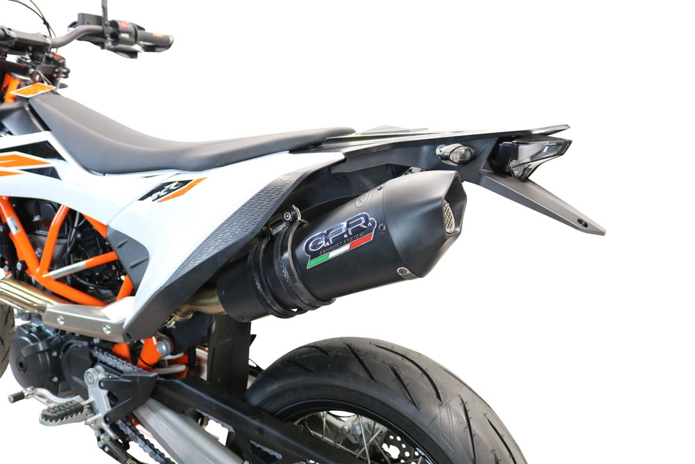 GPR pot echappement compatible avec  Ktm Enduro 690 R 2021-2024, New Grand Prix Evo Black Titanium, Pot Échappement slip-on homologué, légal, avec db killer amovible, tuyau de liaison et catalyseur 