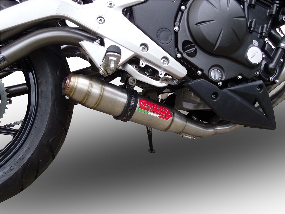 Pot echappement compatible avec Kawasaki Er 6 N - F 2012-2016, Deeptone Inox, Homologué et légal, système d'échappement complet, avec db killer amovible 
