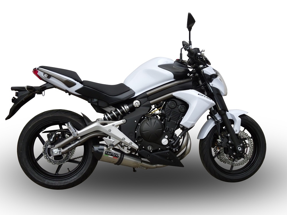 GPR pot echappement compatible avec  Kawasaki Er 6 N - F  2012-2016, New Grand Prix Evo Titanium, Homologué et légal, système d'échappement complet avec catalyseur et db killer amovible 
