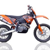 Pot echappement compatible avec Ktm XC-F 350 2011-2015, Gpe Ann. titanium, Échappement légal, homologué,silencieux avec db killer amovible et tuyau de liaison spécifique 
