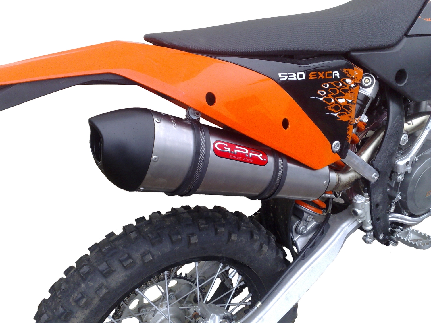 Pot echappement compatible avec Ktm XC-F 350 2011-2015, Gpe Ann. titanium, Échappement légal, homologué,silencieux avec db killer amovible et tuyau de liaison spécifique 