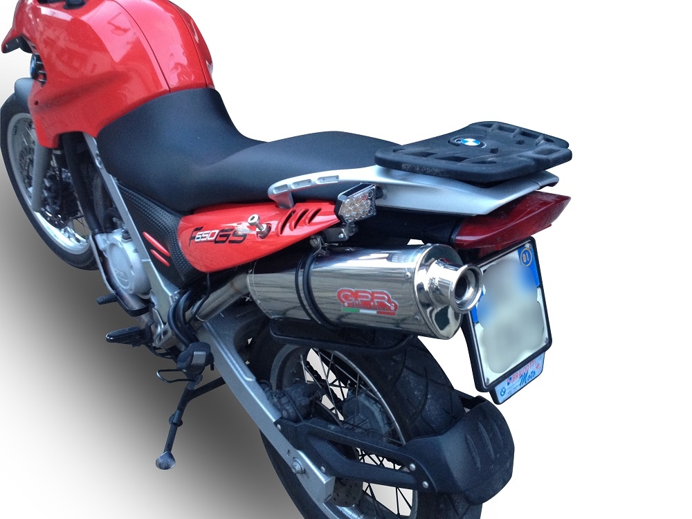 GPR pot echappement compatible avec  Bmw F 650 Gs 2000-2003, Trioval, Échappement légal, homologué,silencieux avec db killer amovible et tuyau de liaison spécifique 