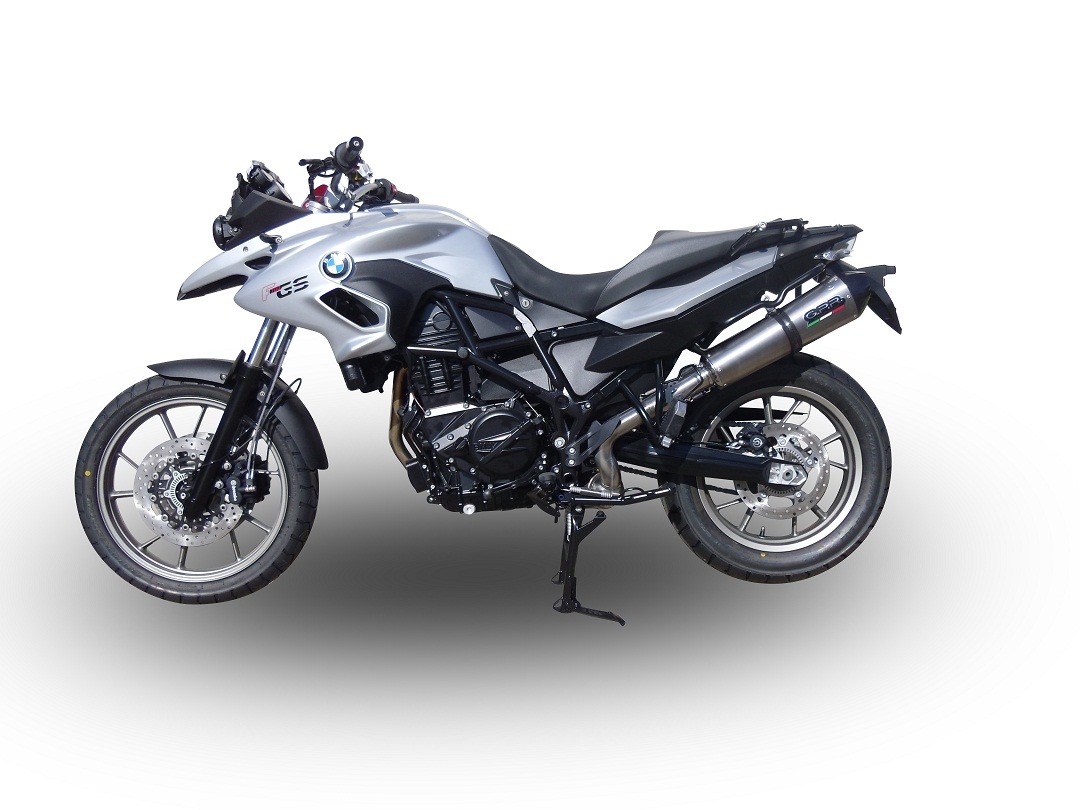 GPR pot echappement compatible avec  Bmw F 700 Gs 2011-2015, New Grand Prix Evo Titanium, Échappement légal, homologué,silencieux avec db killer amovible et tuyau de liaison spécifique 