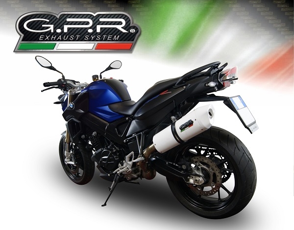 Pot echappement compatible avec Bmw F 800 R 2015-2016, Albus Ceramic, Échappement légal, homologué,silencieux avec db killer amovible et tuyau de liaison spécifique 