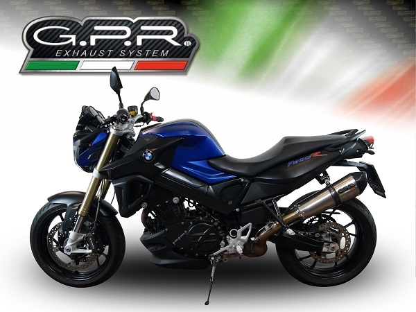 GPR pot echappement compatible avec  Bmw F 800 R 2017-2019, New Grand Prix Evo Titanium, Échappement légal, homologué,silencieux avec db killer amovible et tuyau de liaison spécifique 