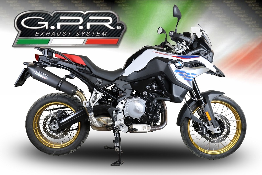 Pot echappement compatible avec Bmw F 850 Gs -Adventure 2018-2020, GP Evo4 Black Titanium, Échappement légal, homologué,silencieux avec db killer amovible et tuyau de liaison spécifique 