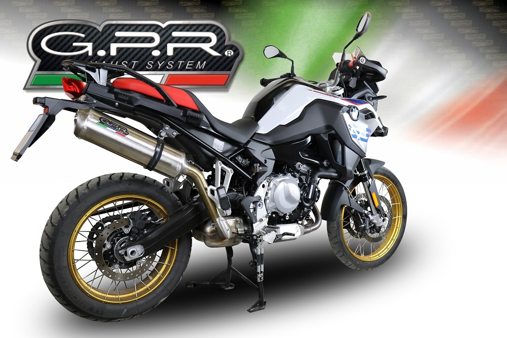Pot echappement compatible avec Bmw F 850 Gs -Adventure 2018-2020, Satinox , Échappement légal, homologué,silencieux avec db killer amovible et tuyau de liaison spécifique 