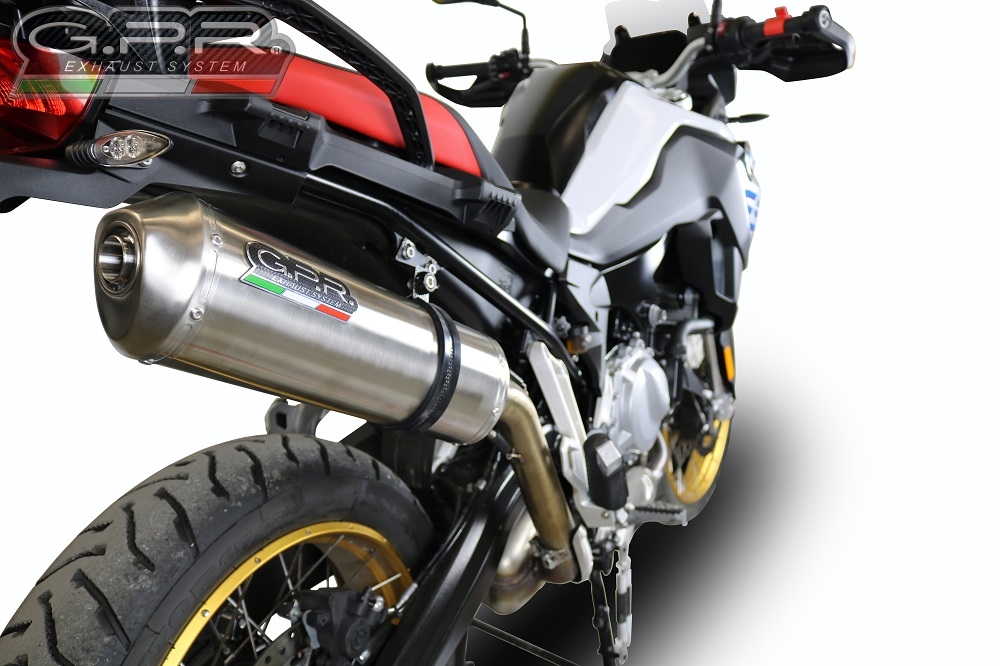 Pot echappement compatible avec Bmw F 850 Gs -Adventure 2018-2020, Satinox , Échappement légal, homologué,silencieux avec db killer amovible et tuyau de liaison spécifique 