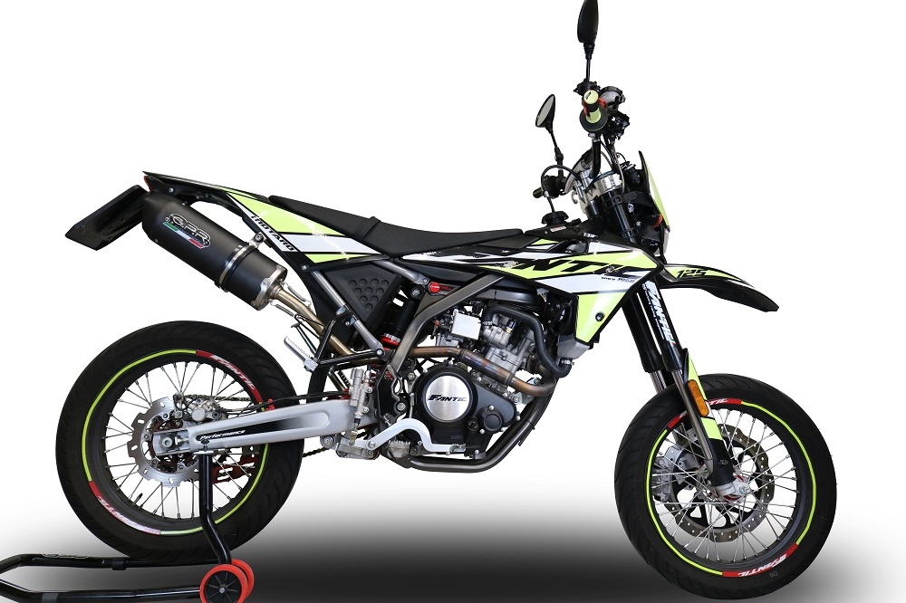 Pot echappement compatible avec Fantic Motor 125 M Performance 2019-2020, Furore Poppy, Échappement légal, homologué,silencieux avec db killer amovible et tuyau de liaison spécifique 