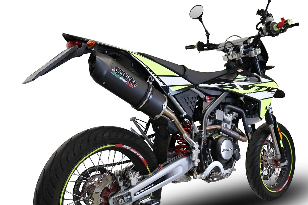 Pot echappement compatible avec Fantic Motor 125 M Performance 2019-2020, Furore Nero, Échappement légal, homologué,silencieux avec db killer amovible et tuyau de liaison spécifique 