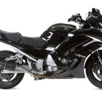 Pot echappement compatible avec Yamaha Fjr 1300 2006-2016, Furore Nero, Paire de pot d'échappement homologuées, livrées avec db killer amovible et raccords spécifiques 