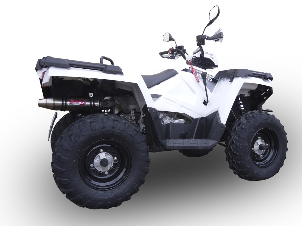 Pot echappement compatible avec Polaris Sportsman 850 H.O. / EPS / SP 2009-2016, Deeptone Atv, Échappement légal, homologué,silencieux avec db killer amovible et tuyau de liaison spécifique 