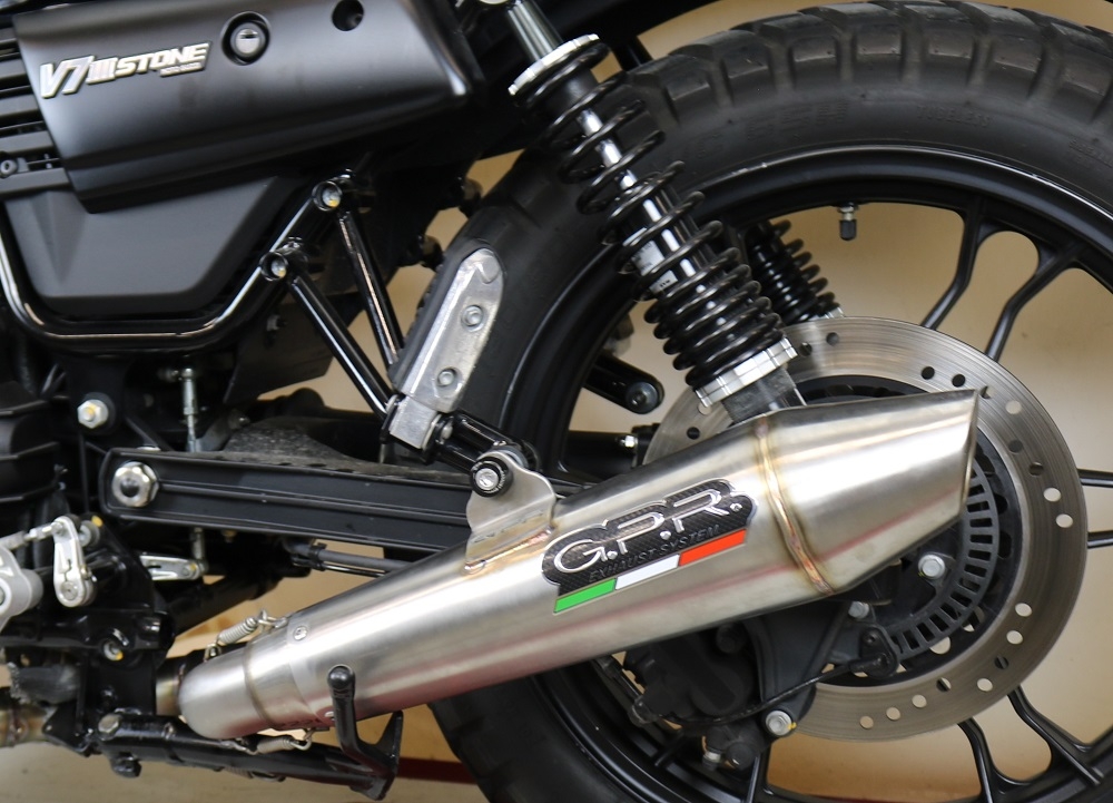 Pot echappement compatible avec Moto Guzzi V7 III Special-Stone-Carbon 2017-2018, Vintacone, Pot echappement racing, ligne complet, fourni avec collecteur spécifique, article sans homologation 