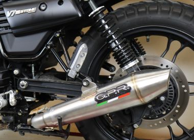 Pot echappement compatible avec Moto Guzzi V7 III Special-Stone-Carbon 2017-2018, Vintacone, Pot echappement racing, ligne complet, fourni avec collecteur spécifique, article sans homologation 
