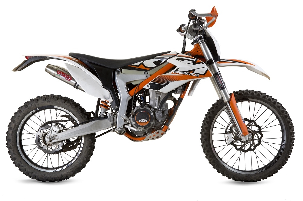 Pot echappement compatible avec Ktm Freeride 350 4T 2012-2017, Deeptone Inox, Paire de pot d'échappement homologuées, livrées avec db killer amovible et raccords spécifiques 