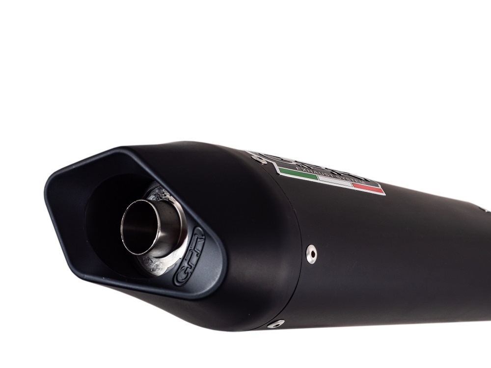 Pot echappement compatible avec Aprilia Dorsoduro 900 2017-2020, Furore Nero, Double pot échappement racing, avec les tuyaux de liaison, article sans homologation 