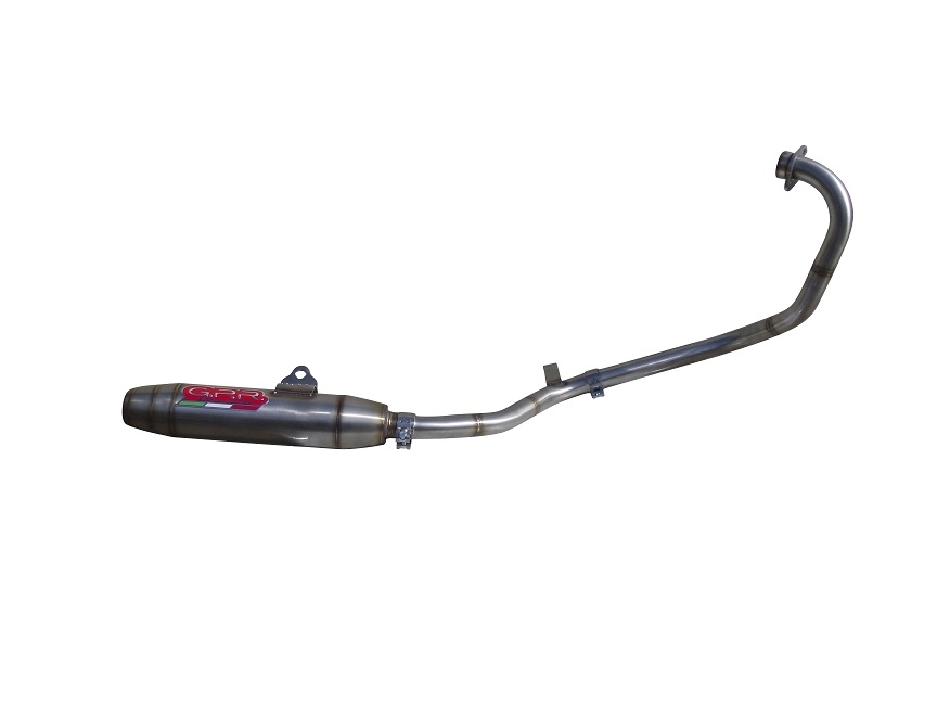 Pot echappement compatible avec Yamaha FZ 16 Byson 160 2010-2010, Deeptone Inox, Homologué et légal, système d'échappement complet, avec db killer amovible 