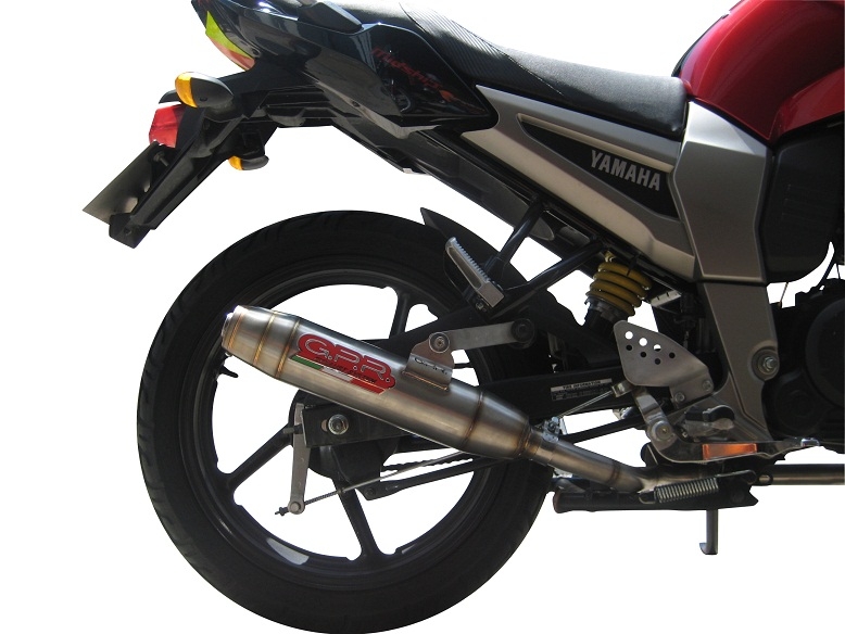 Pot echappement compatible avec Yamaha FZ 16 Byson 160 2010-2010, Deeptone Inox, Homologué et légal, système d'échappement complet, avec db killer amovible 