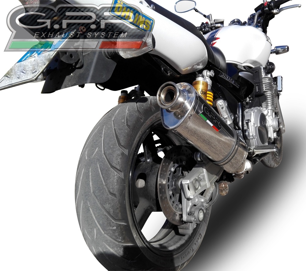 Pot echappement compatible avec Yamaha Xjr 1300 2007-2017, Trioval, Échappement légal, homologué,silencieux avec db killer amovible et tuyau de liaison spécifique 