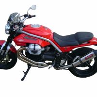 Pot echappement compatible avec Moto Guzzi Griso 1100 2005-2008, Gpe Ann. titanium, Échappement légal, homologué,silencieux avec db killer amovible et tuyau de liaison spécifique 