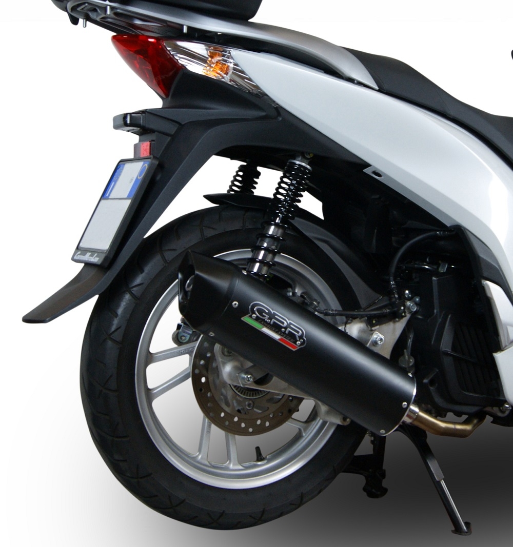 GPR pot echappement compatible avec  Honda Dylan 150 2000-2006, Furore Nero, Homologué et légal, système d'échappement complet, avec db killer amovible 