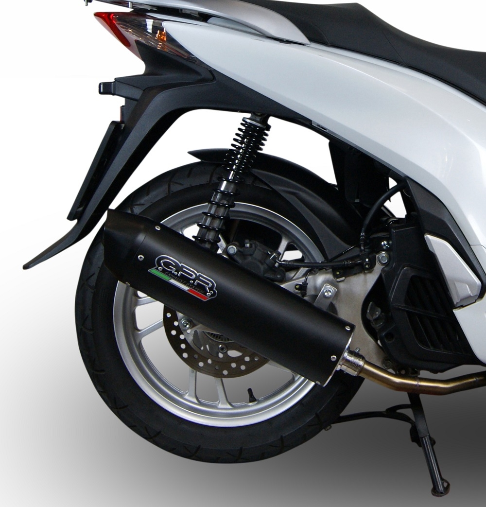 GPR pot echappement compatible avec  Honda Dylan 150 2000-2006, Furore Nero, Homologué et légal, système d'échappement complet, avec db killer amovible 