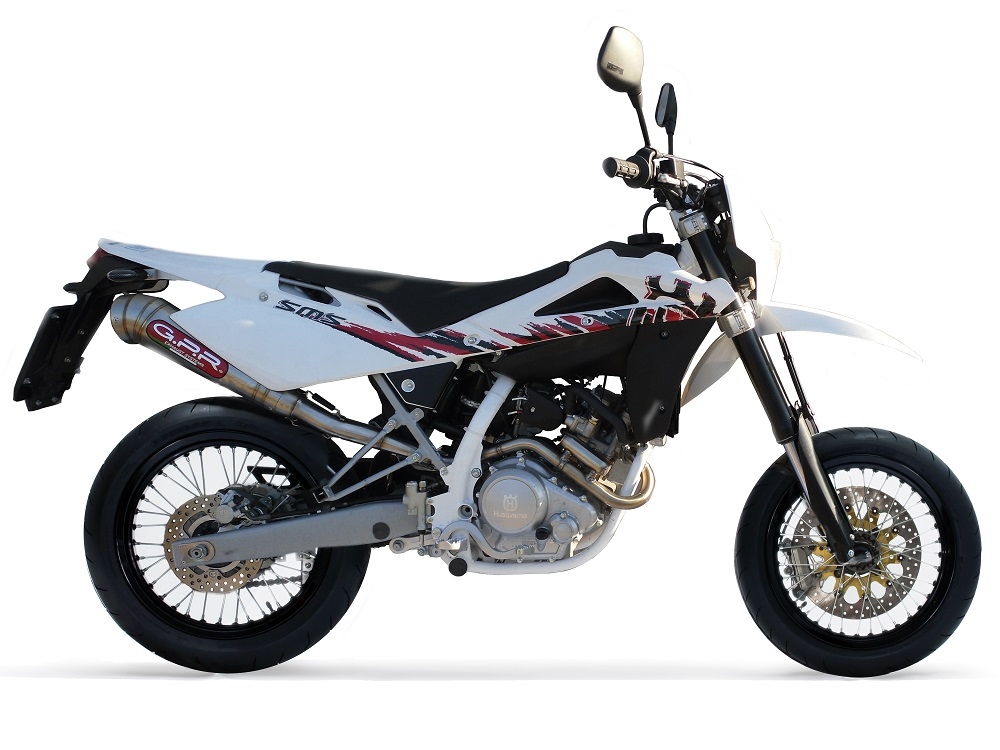 Pot echappement compatible avec Husqvarna Smr 125 4T 2010-2013, Powercone Evo, Homologué et légal, système d'échappement complet, avec db killer amovible 