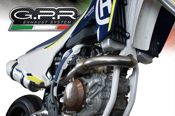 Pot echappement compatible avec Husqvarna FS 450 2016-2017, Albus Ceramic, Pot d'échappement complet racing, compris de collecteur et db killer amovible, sans homologation 