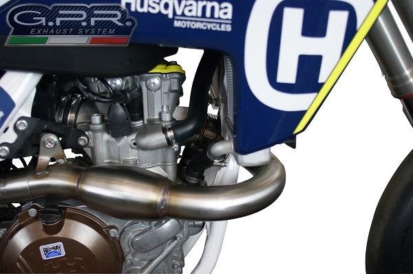 Pot echappement compatible avec Husqvarna FS 450 2016-2017, Furore Poppy, Pot d'échappement complet racing, compris de collecteur et db killer amovible, sans homologation 