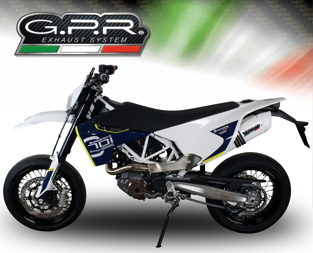 Pot echappement compatible avec Husqvarna Enduro 701 2021-2024, Albus Evo4, Pot Échappement slip-on homologué, légal, avec db killer amovible, tuyau de liaison et catalyseur 