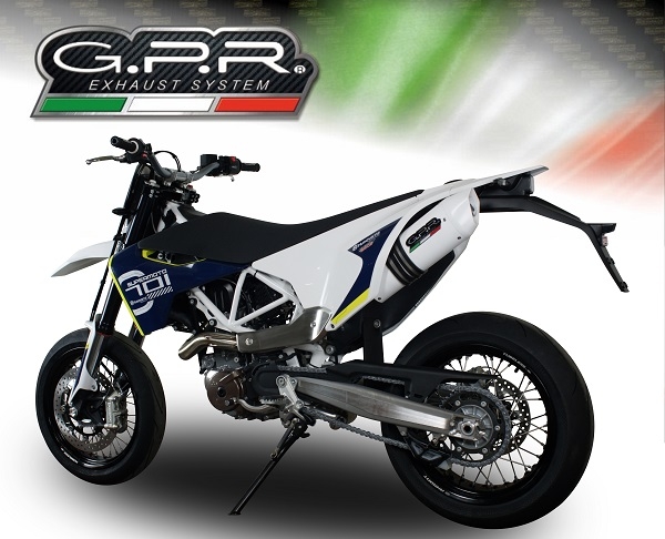 Pot echappement compatible avec Husqvarna Enduro 701 2021-2024, Albus Evo4, Pot Échappement slip-on homologué, légal, avec db killer amovible, tuyau de liaison et catalyseur 