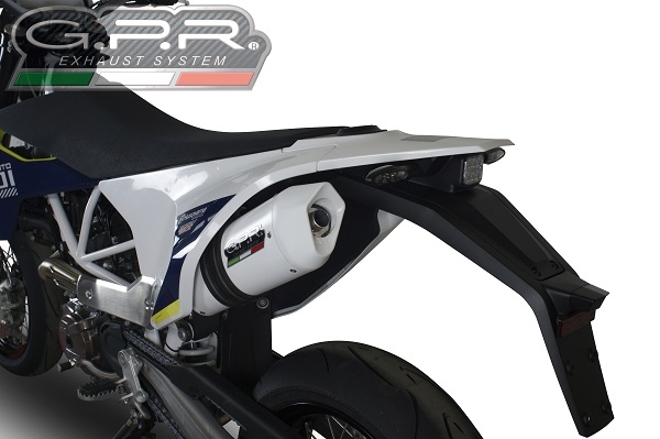 Pot echappement compatible avec Husqvarna Enduro 701 2021-2024, Albus Evo4, Pot Échappement slip-on homologué, légal, avec db killer amovible, tuyau de liaison et catalyseur 