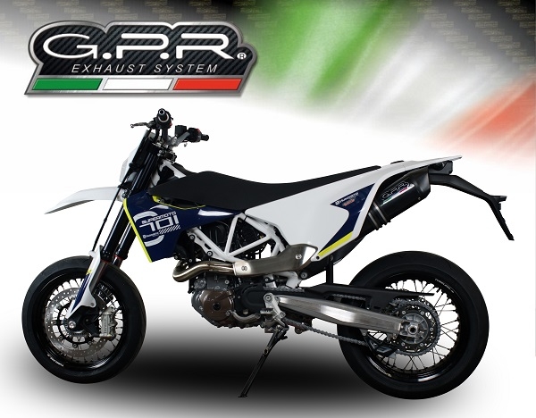 Pot echappement compatible avec Husqvarna Enduro 701 2017-2020, Furore Evo4 Nero, Échappement légal, homologué,silencieux avec catalyseur, db killer amovible et tuyau de liaison spécifique 